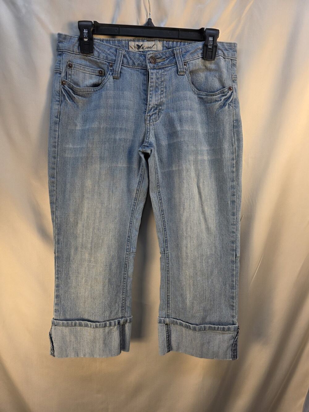 Wet Seal Juniors Size 7 Stretch Capri Jeans Cropped Beach Travel Hipster Boho